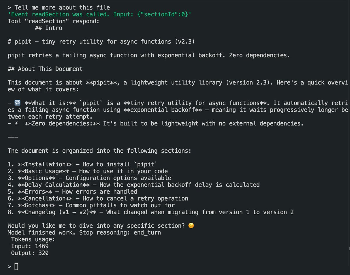italikdev's tweet photo. Building a doc-quiz harness from scratch, day 1.

You point it at a docs site, then either chat with it about the docs or have it quiz you. Subagents, a human-in-the-loop step, no frameworks.

Probably slower this way, but I want to know how this stuff actually works under the hood