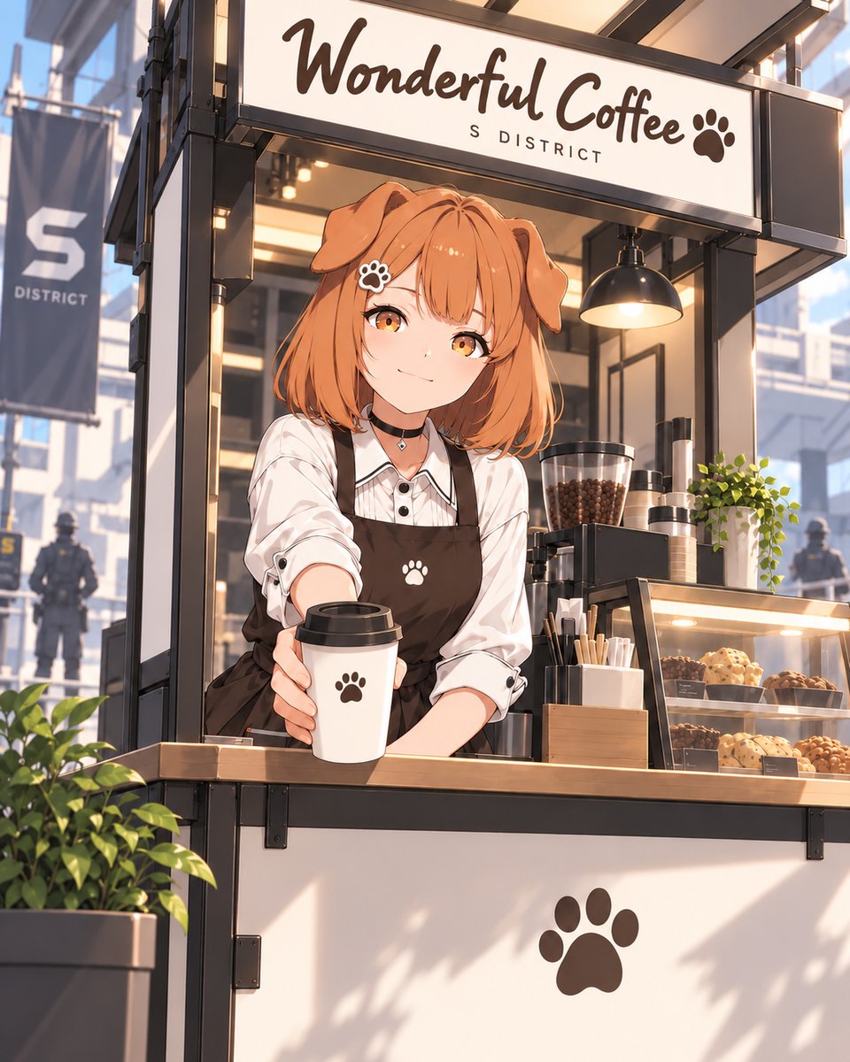 yukinono_ai's tweet photo. 【予告】

もう一つのわんだふるコーヒー
もう一人の犬耳の店員さんの物語

都市警備抜刀隊が守るエリアで
コーヒースタンドの営みを描く

「わんだふるコーヒーS管区ゲート前店」編

休日を中心に特別編として営業予定。
乞うご期待‼️

※平日は今までどおり神森街店です🐶☕️

#AIイラスト https://t.co/yf0TXasCOv