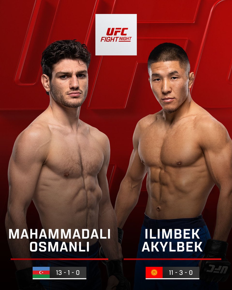 All roads lead to this 💪

Mahammadali Osmanli vs Ilimbek Akylbek

[ #UFCVegas121 | #TUF34 | LIVE NOW on @​ParamountPlus ] 
 [📷](https://pbs.twimg.com/media/HT