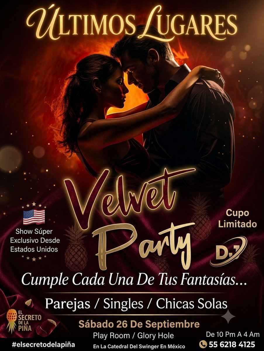 secretopinaswmx's tweet photo. 🔥El calor de tus caricias es la
promesa de momentos que
trascienden😈

⚠️ Últimos Lugares ⚠️ 
📅 Sab-26-Septiembre

🪩Velvet Party🪩
Y Tú Te Atreves...!!🔥

#elsecretodelapiña
#ComunidadSw

📱55 6218 4125 https://t.co/TDrkOW7nDD