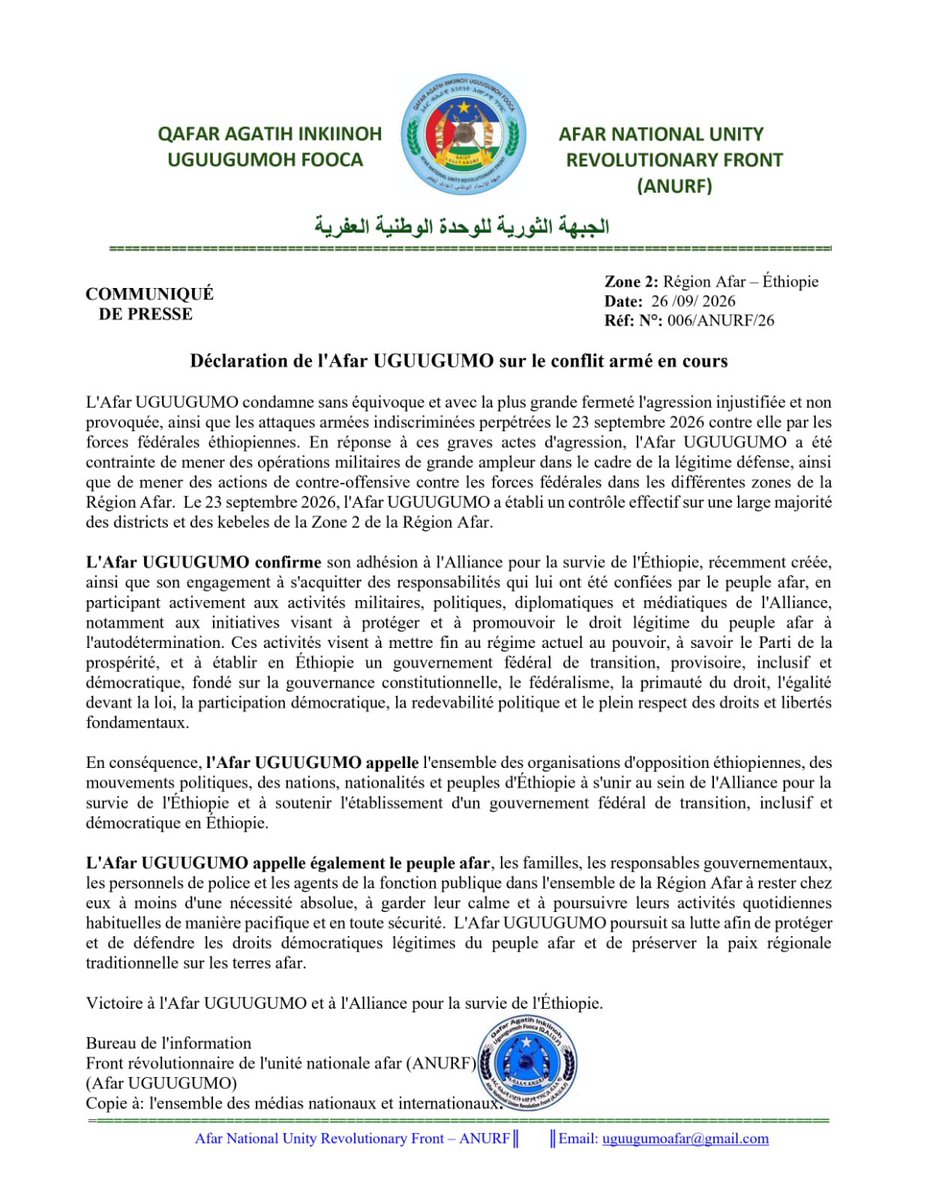 DongoloLoubak's tweet photo. Communiqué de Presse d’Afar Uguugumo https://t.co/3DMaiHf9fg