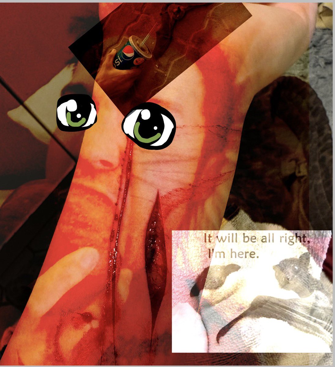 Shjdjdjdjdjdj1's tweet photo. AI GENERATED CONTENT! SPECIAL EFFECTS FOR HORROR GAME.! 
 while designing this i have to ask, how fucked is the character in the game ☹️ uhm.  i’m a little worried.  what artery is that that generated… #shrtwt https://t.co/2r8kws0TvA