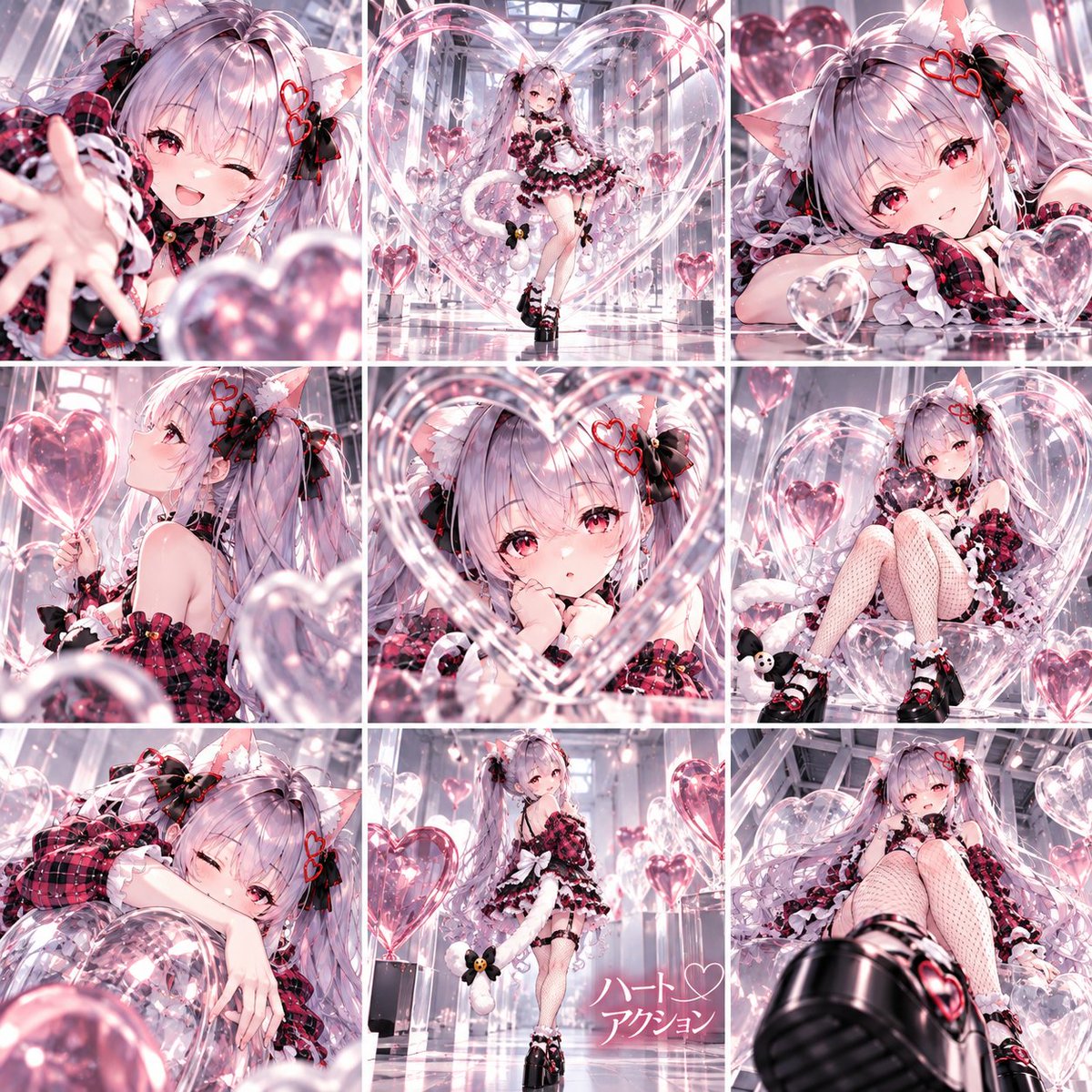 jilllu_nft's tweet photo. @taya_mama_AI た～やさんの配布プロンプトをお借りしました！

透明なハートに囲まれた
白亜とジルルで、ハートアクション ♡

ハート越しに見える表情や、
光が透けてキラキラする感じがすごく綺麗✨
いろんなポーズの2人が見られるのも楽しい☺️

また、イラストと実写画像とでは見え方が全然違うのも良きｖ

二度目の参加です！サブ垢キャラも入れてます。

#ハートアクション