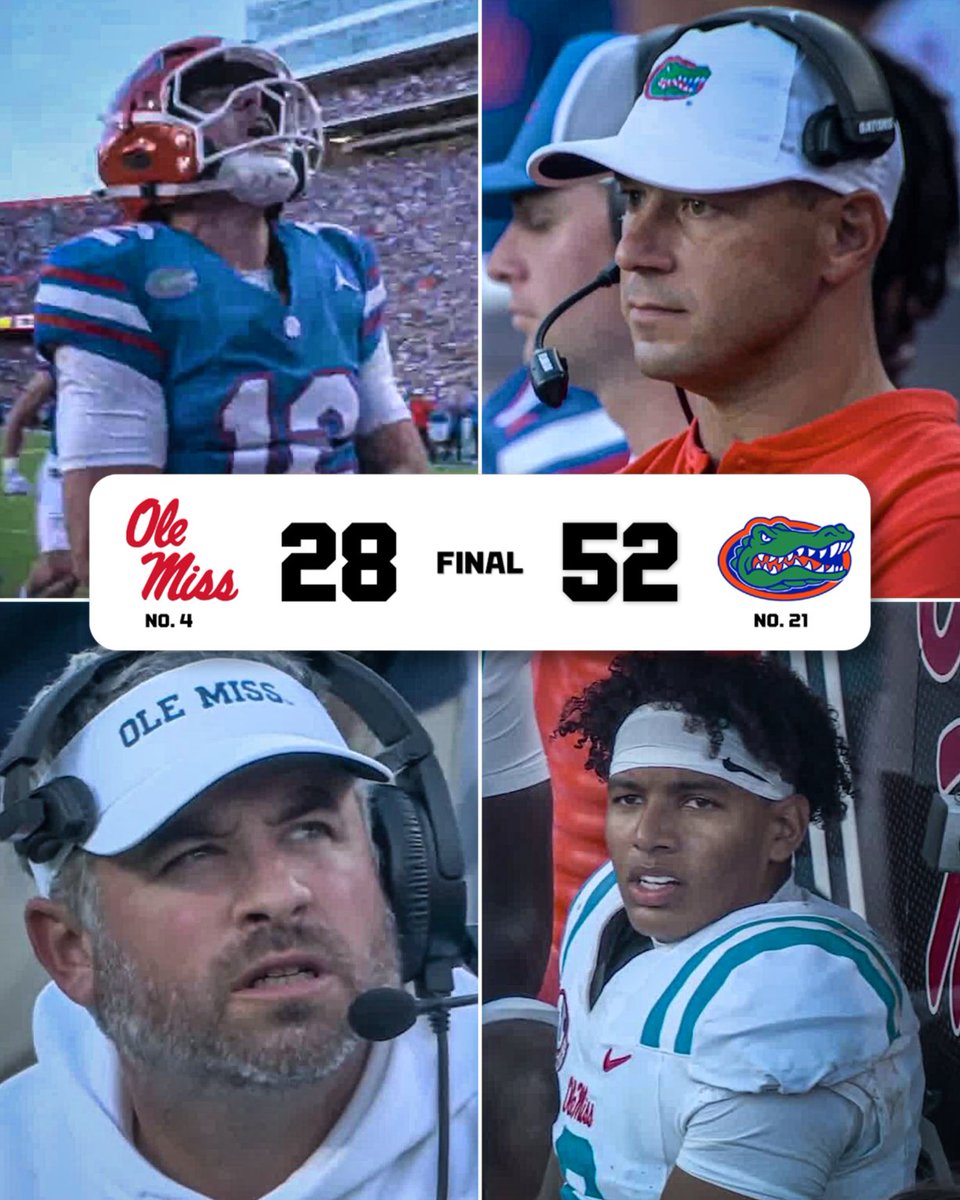espn's tweet photo. NO. 21 FLORIDA TAKES OVER AT HOME VS. NO. 4 OLE MISS 🔥

THE GATORS ARE ROCKIN' 🐊 https://t.co/OcQLepsWcO