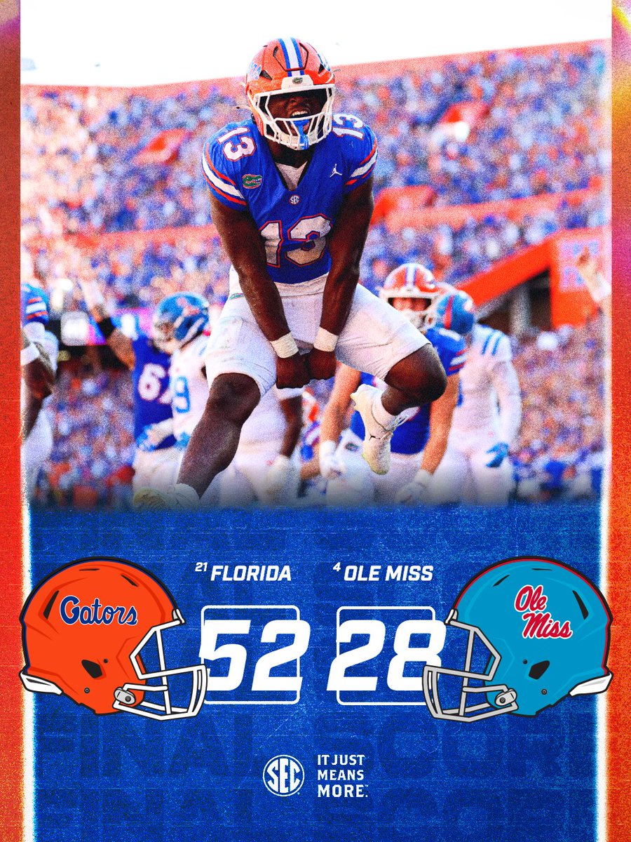 SEC's tweet photo. GATORS GOT 'EM IN THE SWAMP 🐊

@GatorsFB x #SECFB https://t.co/pSTFWofHGz