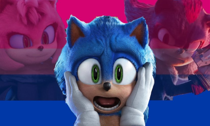 SonicMovieStuff's tweet photo. “i know it is very unlikely to happen, but it would be so cool if in sonic 4, sonic got flustered around BOTH shadow and amy, rather than just amy, let sonic have bi panic! palm tree bi panic, if you will”

#SonicMovie #SonicMovie4 https://t.co/OO9NKCcrLg