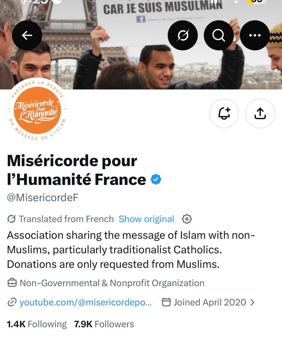 JackPosobiec's tweet photo. French Muslim association is saying that France is returning to Christ despite all their years of subversion https://t.co/I9fewWDipq