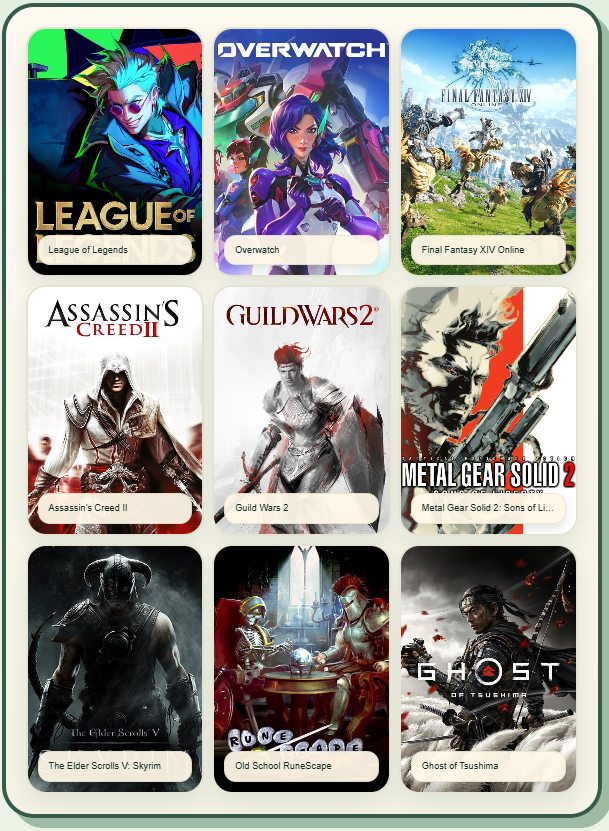 alninio9's tweet photo. Here are my 9 games that shaped who I am

I love my stealth games &amp; MMOs, grew up with most of these games, especially League and Runescape, I'm also a sucker for the competitive games 

 seeing this trend going around so here are mine https://t.co/4KUelF3yiE