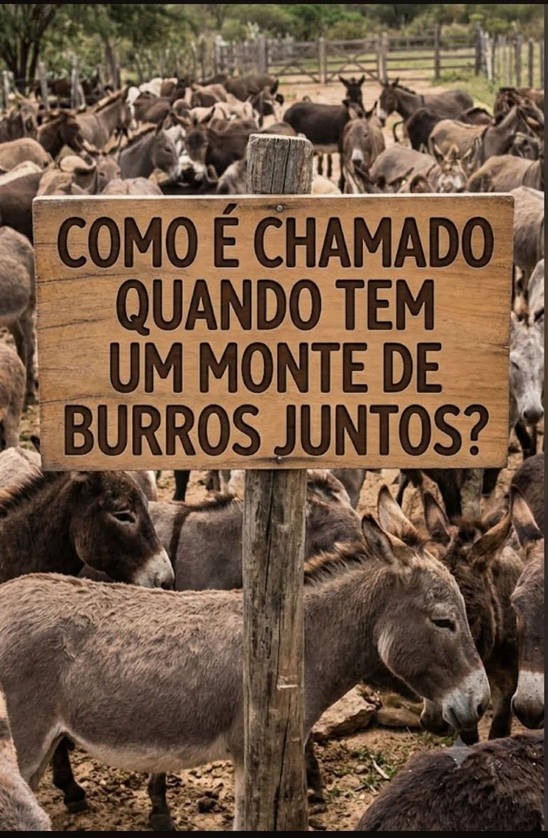 Barbosajozimar's tweet photo. COMO É CHAMADO QUANDO TÊM UM MONTE DE BURROS JUNTOS ❓👁️👁️ https://t.co/IGGZjLQbZI