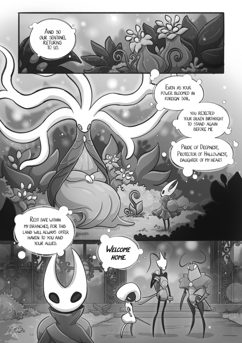 firefly_summers's tweet photo. (1/3) To Bind Our Echoes That We May Be Whole A Hollow Knight Fancomic

Chapter 4: Living is a Funeral to Self you Buried
#HollowKnight #Silksong https://t.co/QlFLWDFtLt