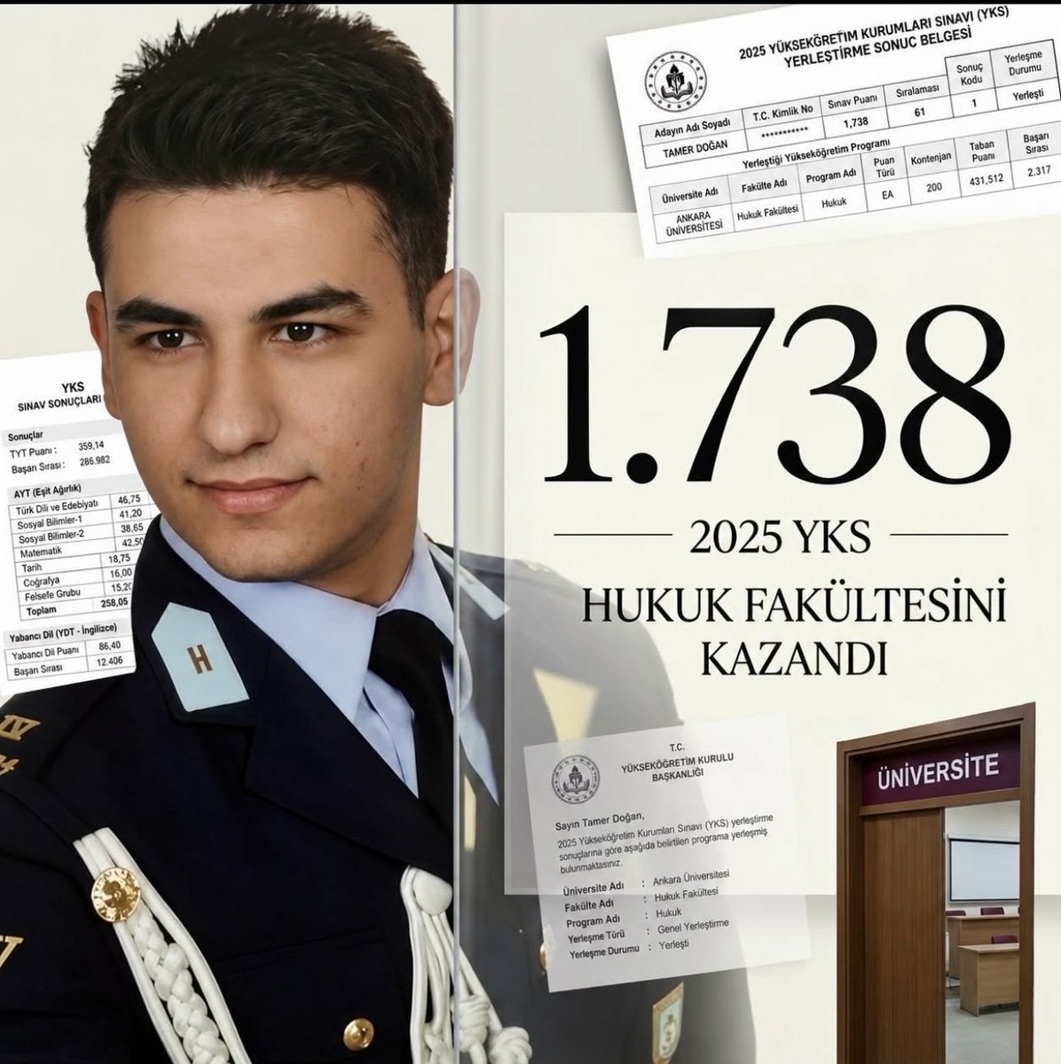 talhakul66's tweet photo. Hayaller demir parmaklıklara sığmaz,
başarı duvarların ardında tutulamaz.

2025 YKS’de derece yaparak hukuk fakültesini kazanan Taner Doğan’ın
hayalleri yarım kalmasın,
emeği ve geleceği karanlığa mahkûm edilmesin.

Adalet yerini bulsun.

VicdanlarKonuşsun https://t.co/Obz8RnOfcB