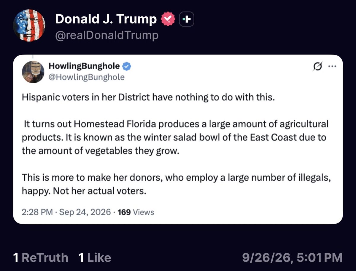ManDaveJobGood's tweet photo. Trump reposting a Howler?! https://t.co/hmPpnmLvKK