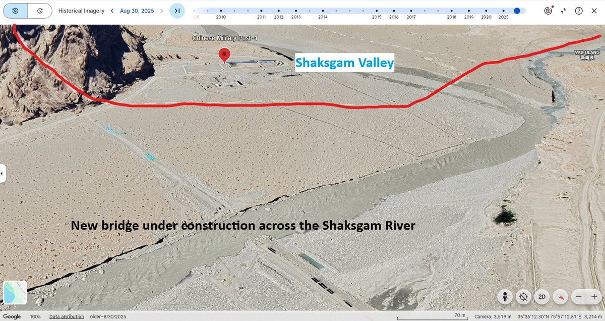 Levi_Nagawkar's tweet photo. 🇮🇳⚔️🇵🇰🇨🇳China has recently built two massive military bases in India's Shaksgam Valley, just north of the Siachen Glacier. This move significantly strengthens China's hold over the region and further tightens its grip on this strategically vital territory north of the Karakoram mountain range. 

These Chinese military bases could adversely impact India's hold on the Siachen Glacier in a 2 front war scenario with China and Pakistan.

See latest satellite images.