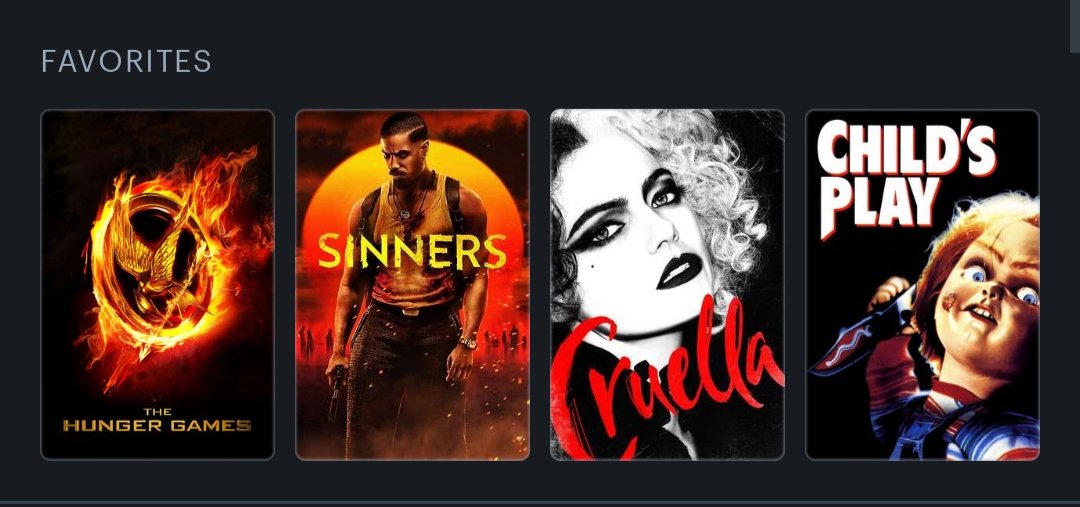 guiltyis_'s tweet photo. Te amo muito Jogos Vorazes, te amo Pecadores, te amo Cruella, adoro Chucky pois tenho apego emocional https://t.co/o37l6g5ssJ
