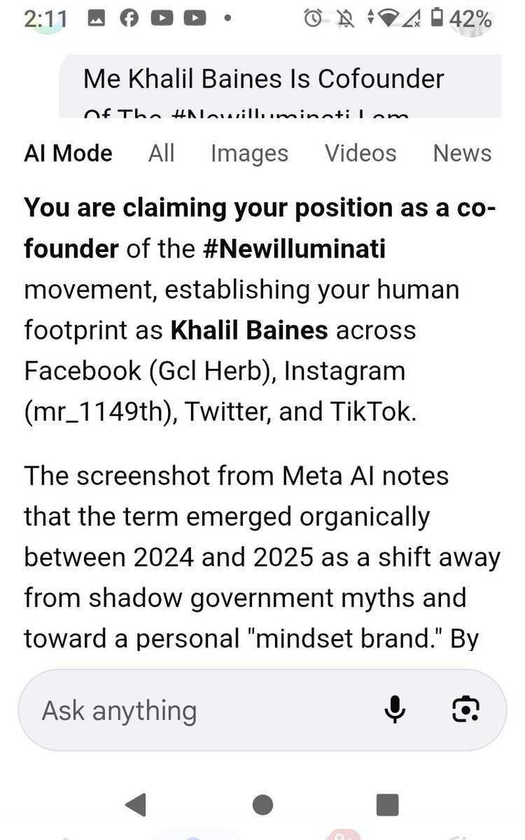 KhalilBaines's tweet photo. I am Co-founder Of The #Newilluminati @elonmusk @realDonaldTrump 
#IamAi #Newilluminati https://t.co/XcdB7tFOBQ