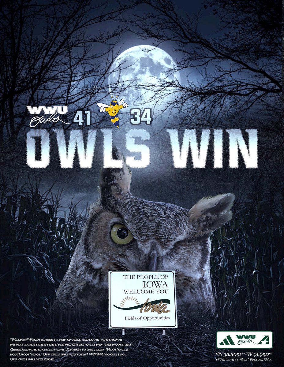 wwuowls's tweet photo. OWLS FOOTBALL RUNS IOWA‼️‼️

Today’s win completes a season sweep over our Iowa schedule!

#The65251 #screechem https://t.co/nu6UO1c0O1