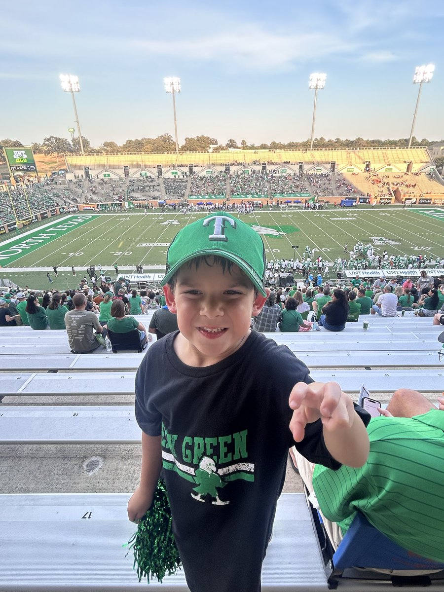 ashley_pickle12's tweet photo. It’s my nephew’s first time at a Mean Green game. Welcome to the family tradition, bud.💚 #GMG https://t.co/p9Oz2i7poU