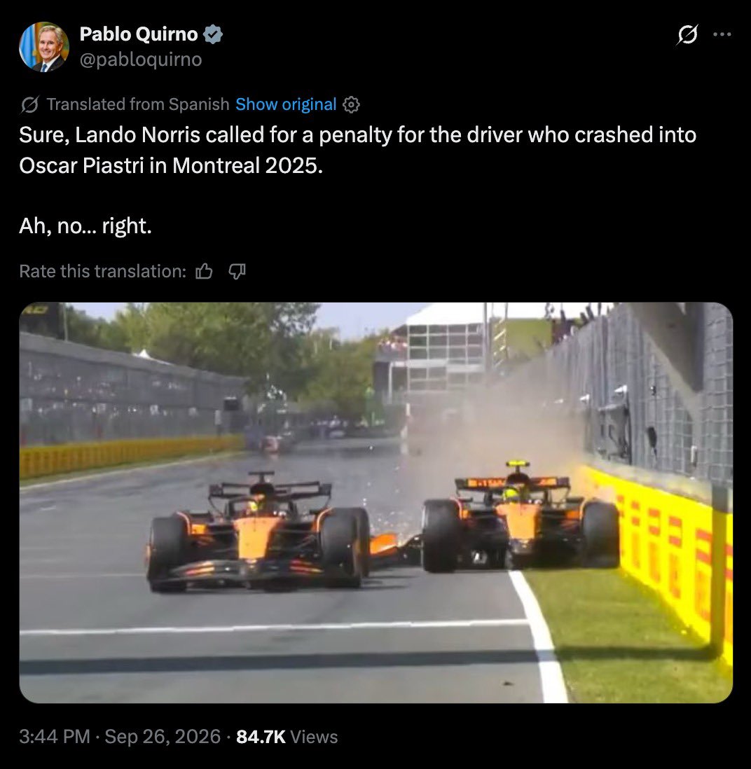 motorsclover's tweet photo. Let’s see if @fia will say anything now that the Argentinian Minister of Foreign Affairs, International Trade and Worship is encouraging harassment toward Lando online.  

This is actually a disgusting use of his official account, yet we still have people defending this abuse. https://t.co/V21WivVPgB