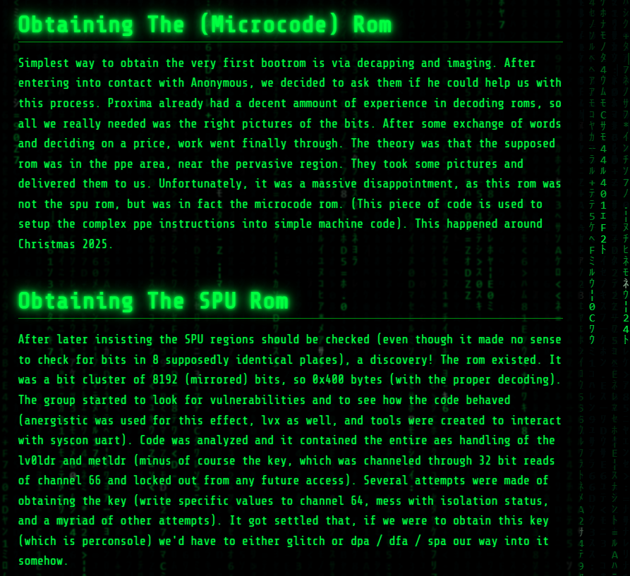 soflysojoe's tweet photo. 🚨 PS3 HACKING BREAKTHROUGH!

Researchers recovered per-console key material from the SPU ROM, potentially paving the way for CFW on ALL PS3 models, including Slim 3000 &amp; Super Slim.

🔥 Unbrick, Blu-ray/Wi-Fi bypasses &amp; more could follow.

https://t.co/qxE2aBJWuE https://t.co/YRthOk0pBM