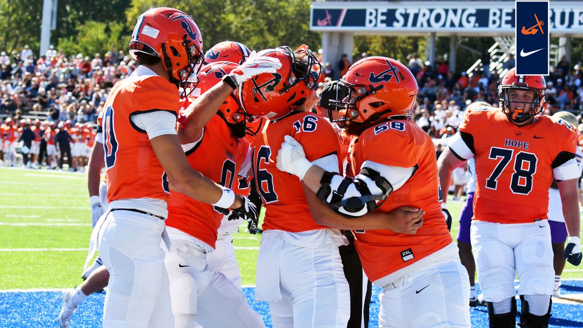 HopeAthletics's tweet photo. Many hands carried the unbeaten Hope College football team to a commanding @MIAA1888 opening performance. Using eight touchdown scorers and 32 tacklers, the nationally ranked Flying Dutch shut out Albion College for the second consecutive season, rolling to a 63-0 victory in front of a sunny Smith Stadium Poster Day crowd of 2,838. Read the recap on the Hope Athletics website. #d3fb