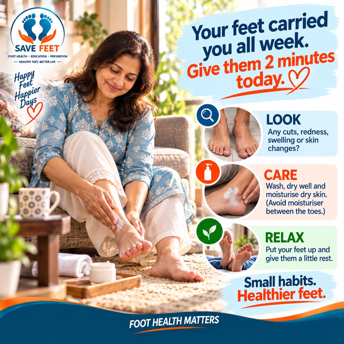 podashish's tweet photo. โYour feet carried you all week. ๐ฆถ Give them 2 minutes today: ๐ Look. ๐งด Care. ๐ฟ Rest. Donโt wait for pain to start thinking about your feet. #FootHealthMatters #SaveFeet https://t.co/z3f7k9iKoh