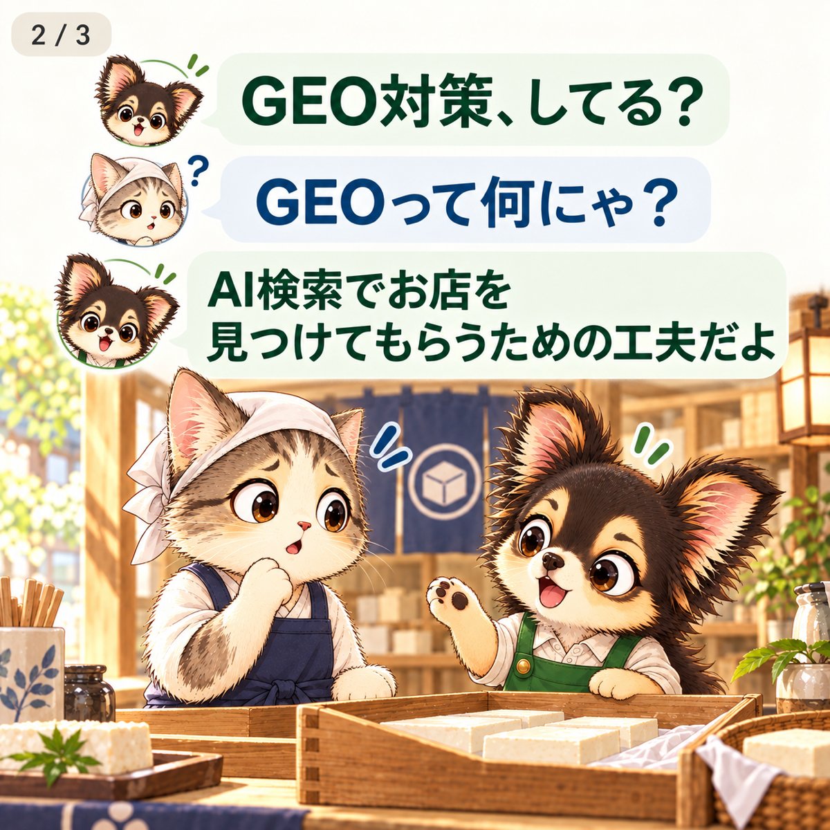 ForestronAI's tweet photo. 豆腐屋さんも、検索される時代。 
でも、お客さんは 「店名」で探すとは限りません。 
「近くの豆腐屋」 「手作り豆腐」 「〇〇市 豆腐」
 あなたのお店は、ちゃんと見つかりますか？  

AI検索くんでチェック👇 
https://t.co/cM7oo46pAI 

#店舗集客 #AI検索 #MEO https://t.co/iUtbzfpUXC
