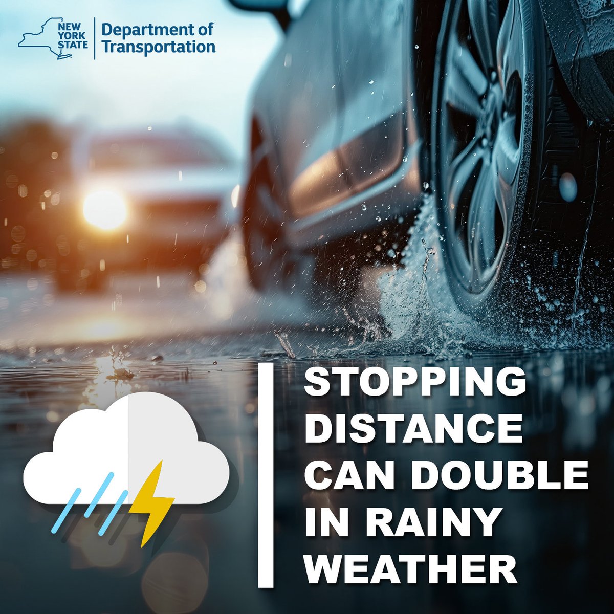 NYSDOTHV's tweet photo. As darkness has overcome the #HudsonValley, we urge drivers to take care when out on roadways. Roads are wet, rains have caused flooding conditions and vehicles cannot stop quickly. Leave plenty of space, slow down and pay attention. https://t.co/qCDStqtJbr