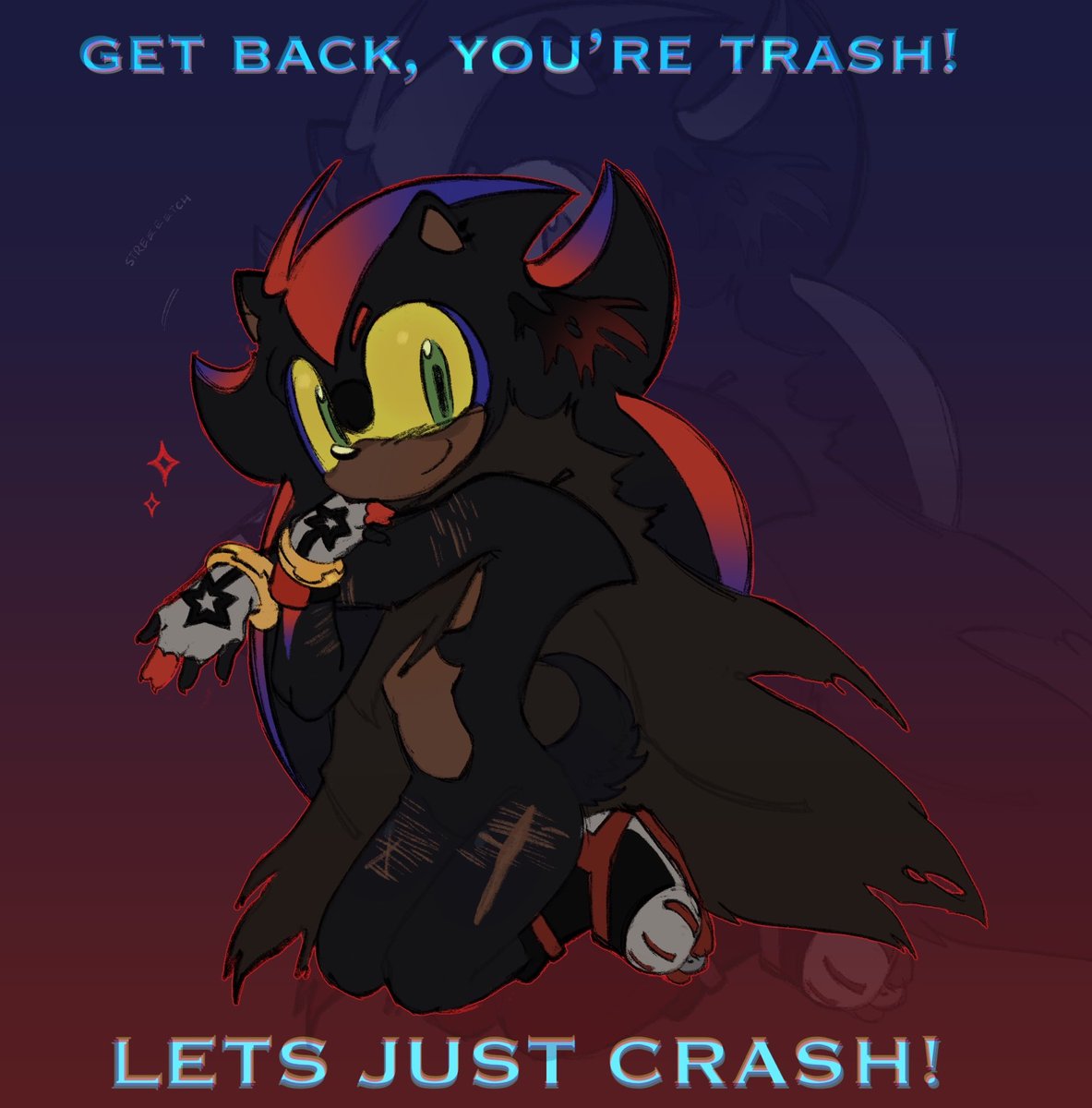 allkillshadow's tweet photo. fun little factoid damage has sh scars (this piece is from a year ago ok) but yea
i don’t draw them on him often because i learned that the sonic community is evil &amp; they are opposed to any representation https://t.co/pwth3qcPbC