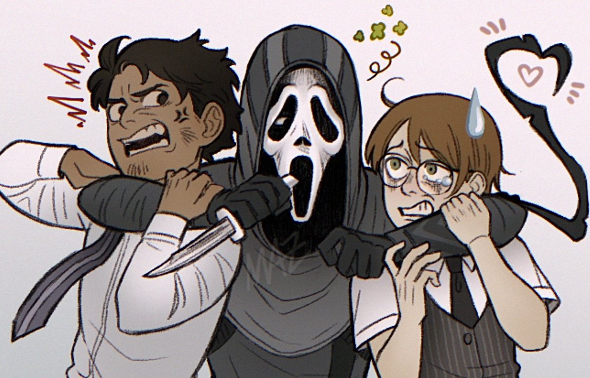 UltraBlueLava's tweet photo. Danny and “friends”

#dannyjohnson #jedolsen #Ghostface #dbdfanart #DeadbyDaylight #OCㅤㅤ https://t.co/tHWW30TBi7