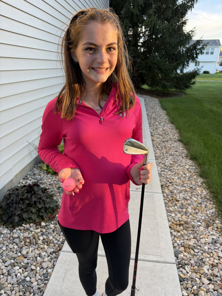 G_Wilson83's tweet photo. HOLE IN ONE!!! For my 13 y.o. Daughter!!! @WoodWind_GC #8 112yd par 3. @TaylorMadeGolf p790 8i and a #TeamMaxfli Pink Sparkly Ball @DICKS Such an awesome moment to share with her! I’ve never had one and neither has @ForePlayPod but she does! https://t.co/UHzwiNw84w