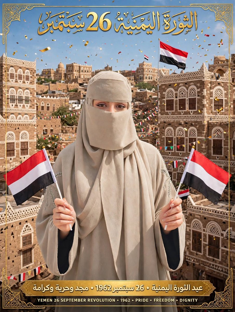sananihking's tweet photo. سِتٌّ وعِشرونَ سبتمبرْ 🇾🇪
يا فَخْرَ يَمَنّا يا عِزَّنا الأكبَرْ
وَحْدَوِيُّونَ، بِنَصْرٍ نَأْزِرْ
والمَجْدُ فينا لا يَخْبُو ولا يَتَغَيَّرْ 🔥 https://t.co/6ZDCXMAmSH