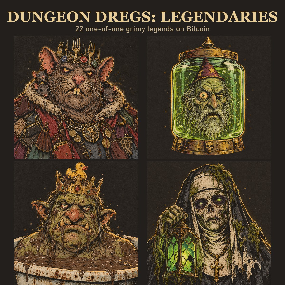 sakakitsune's tweet photo. The dregs are crawling onto Bitcoin.
22 Legendaries + 100 Genesis dwellers, coming soon on Ord Dropz. https://t.co/VvW5kQtONN