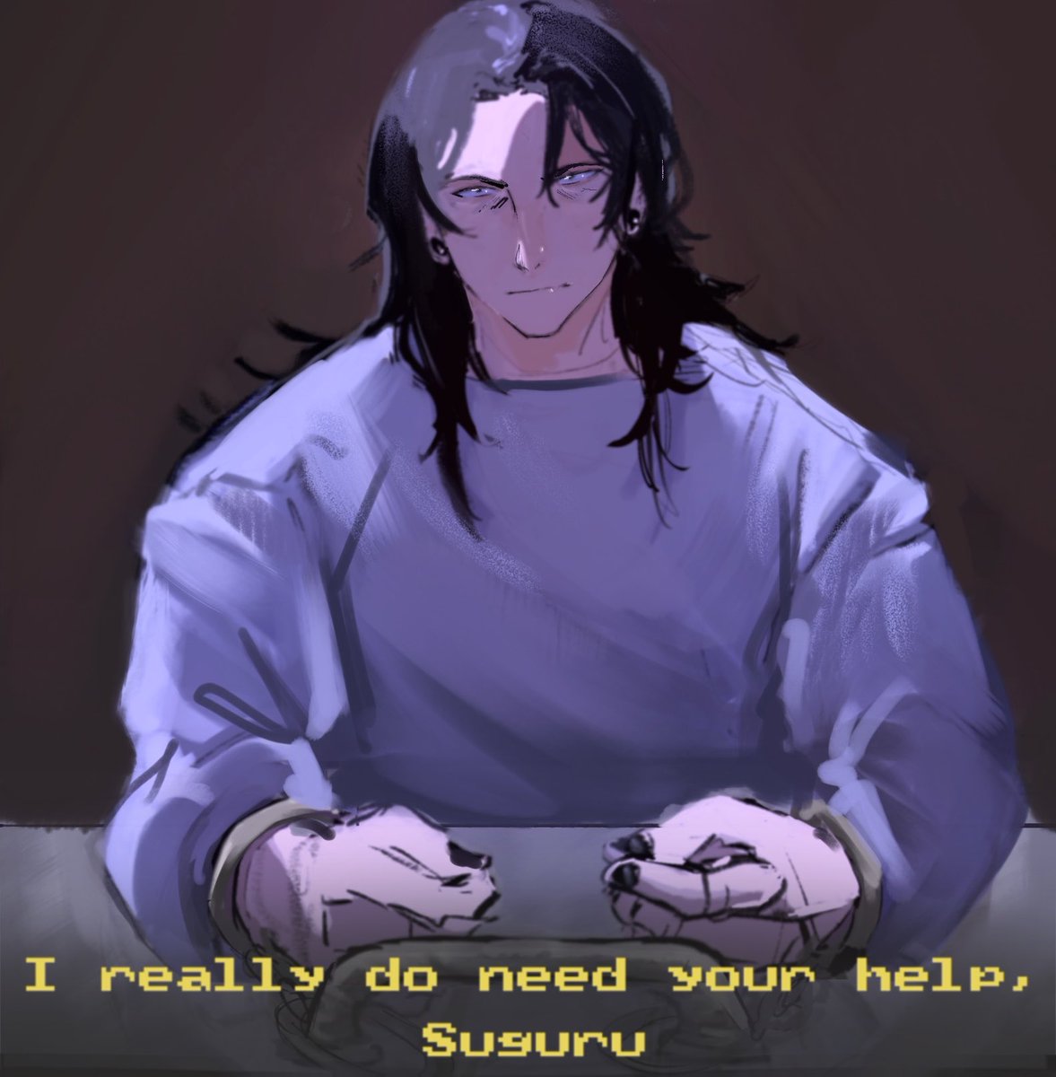 Stungusst's tweet photo. Quick doodle fanart of a scene from chapter 32 of Lilies at their Feet by @tennochi_  on ao3!

I’ve been thinking about this fic all week bro 🙏 I need to draw smth more finished when I have the time 

I hope this covers my taxes for the next weeks🫡
#SuguruGeto https://t.co/UTnJh18GeR