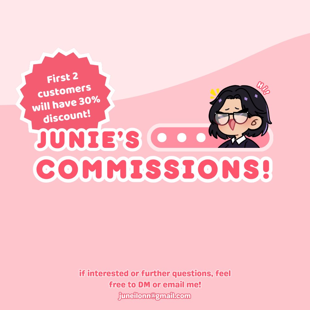 mryjunie's tweet photo. i’m officially opening comms again! plus its on sale! if interested feel free to DM me or check my vgeb out! :> 💖
emotes are not available for discount! 💖

 1/2 

#commission #commissionopen #VgenComm #digitalart #illustration‌‌ #vtuber https://t.co/jG3Wi70ko5