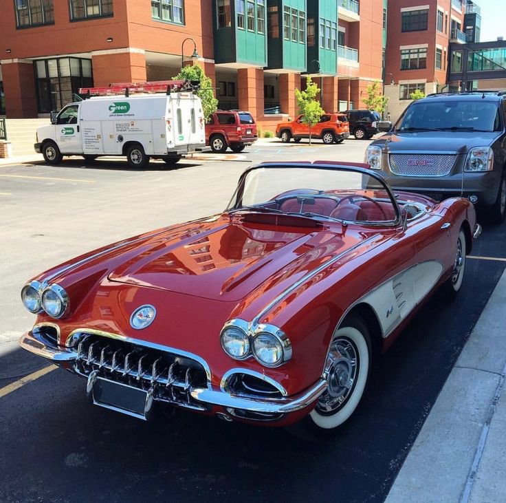 RestoMod804's tweet photo. Chevrolet Corvette C1 Convertible 🐼 — Roman red body, white side cove, chrome tooth grille, whitewalls, quad headlights.
#RestoModClassics https://t.co/OYD2DIOTkl