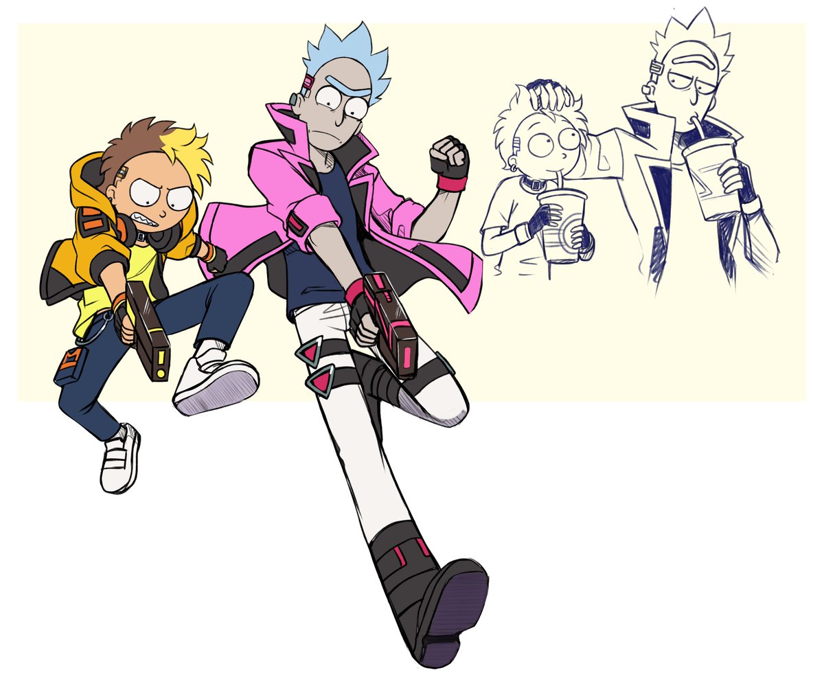 ScarlKnight's tweet photo. Rick e Morty JS-823 
(Cyberpunk Universo.) https://t.co/aqtE3SBXfx