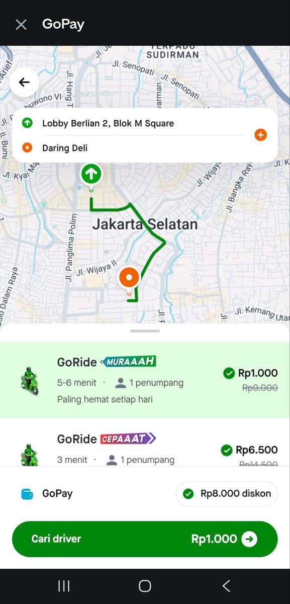 dyhxxts's tweet photo. ternyata pesen Gojek Lebih Murah DiGoPay loh guys, bayangin tadi gw pesen gojek di aplikasi gopay cuma bayar seribu doang masa https://t.co/pRxmd8pCCT