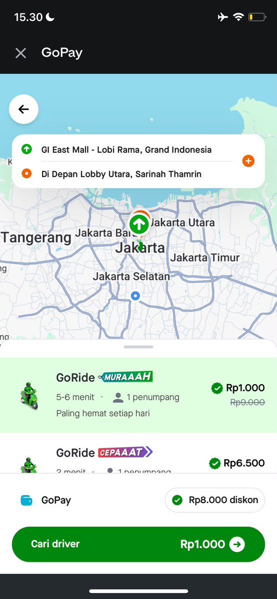 emmapermatahati's tweet photo. Mau pergi tapi tetap irit? Coba pesen Gojek langsung dari aplikasi GoPay, tadi aku dapet tarif Rp1.000 aja hehe Gojek Lebih Murah DiGoPay https://t.co/Yrr2XpGcjK