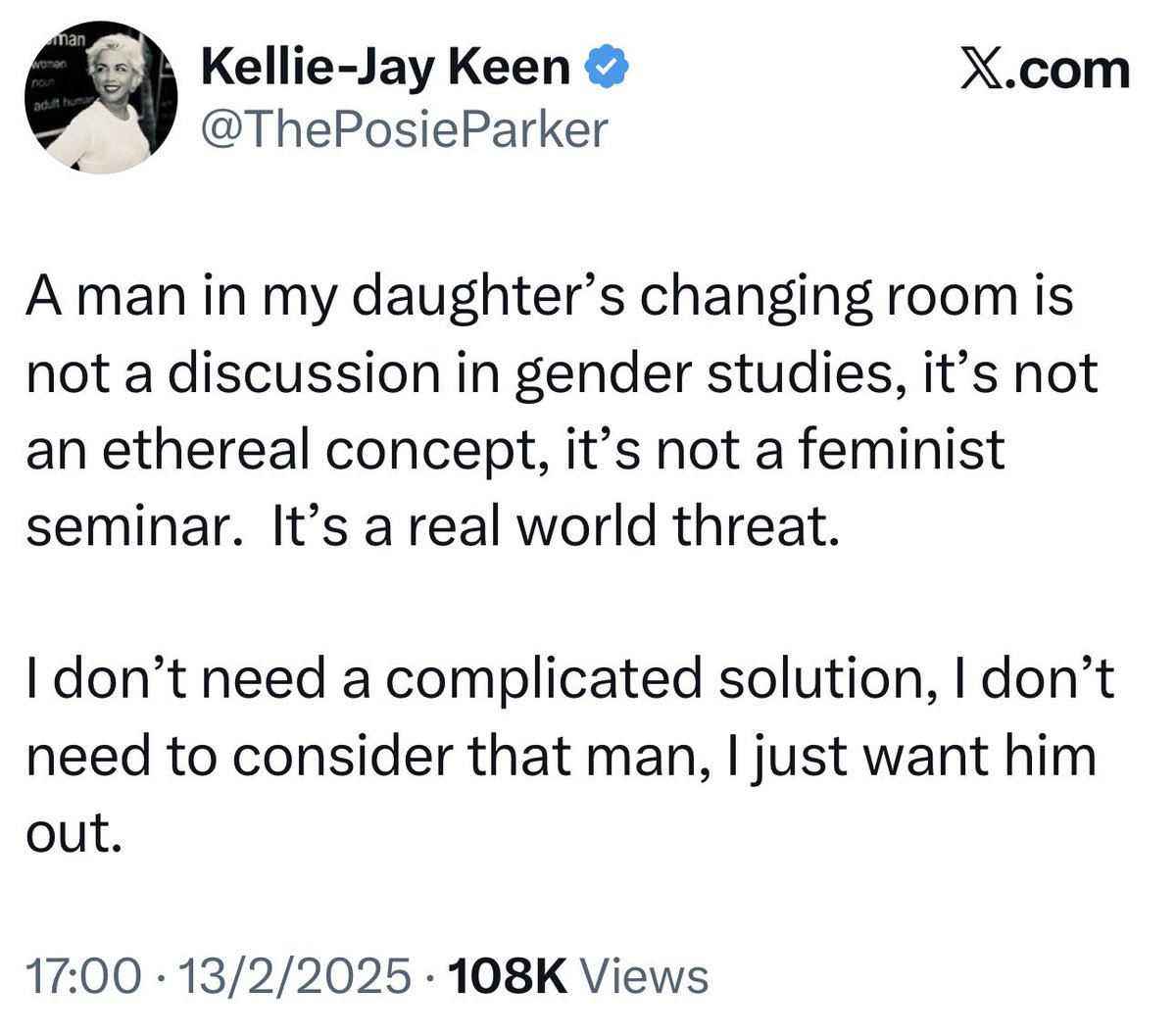 ChantelleA33696's tweet photo. 👇🎯 There is nothing complicated about keeping MEN out of female-only spaces!! https://t.co/YZtNRNboYN