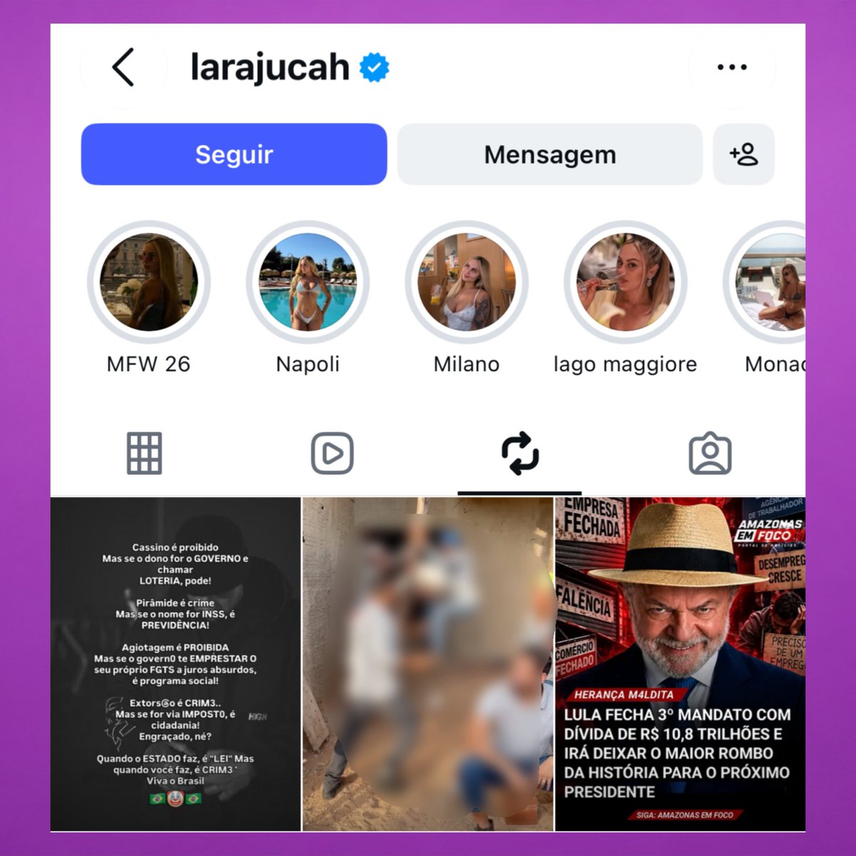 PortalBabados's tweet photo. 🚨GENTE?! Além de se posicionar CONTRA a medida do governo de proibir as casas de apostas no Brasil, Lara Jucah compartilhou uma postagem afirmando que Lula fechou seu mandato com dívida, desaprovando o governo 😳 https://t.co/lDEoNUOMeQ