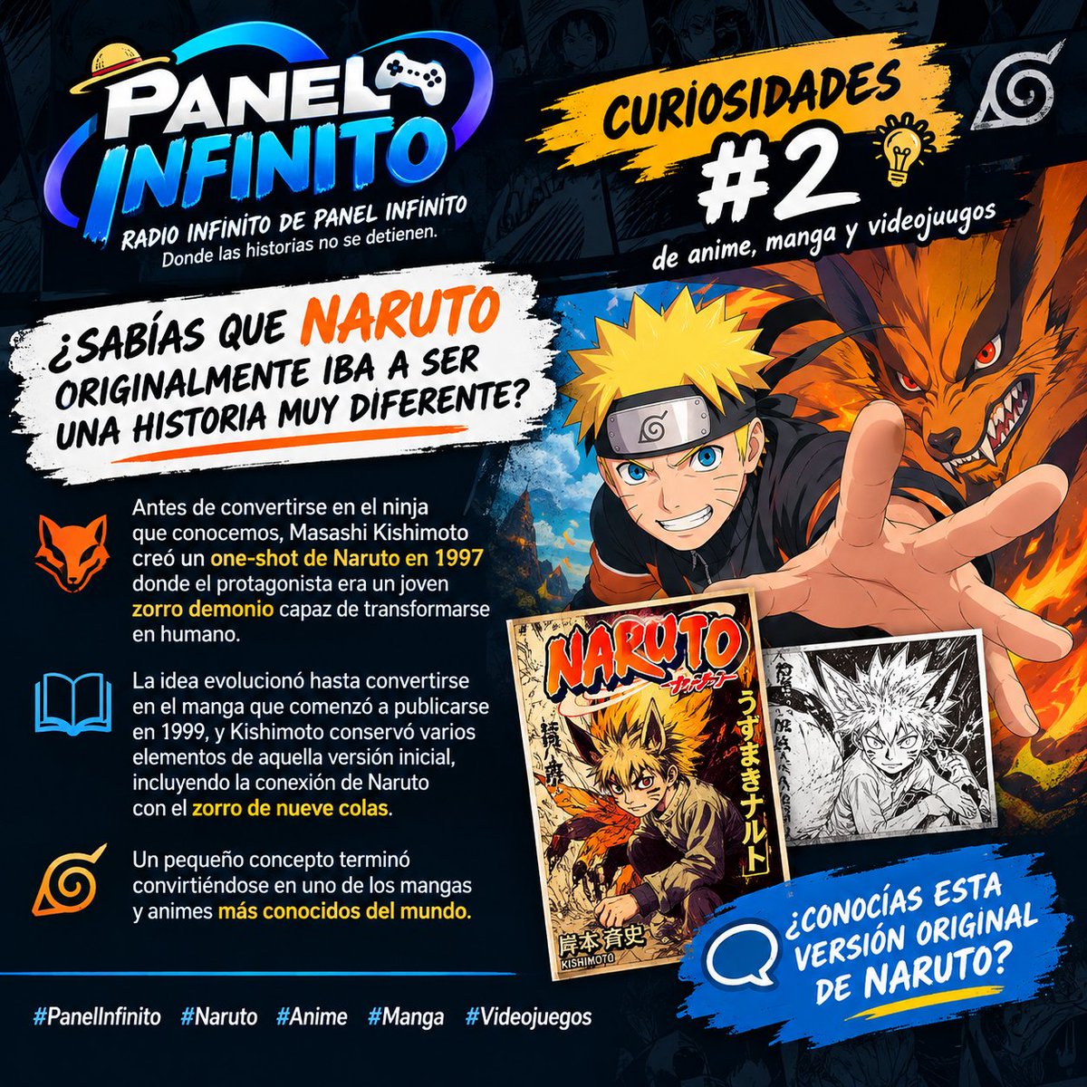 AlxLo03's tweet photo. 📡 PANEL INFINITO — CURIOSIDAD #2

¿Sabías que Naruto originalmente iba a ser una historia muy diferente? 🍥👀

#PanelInfinito #Naruto #Anime #Manga #Videojuegos https://t.co/x2i0Y9vEBz