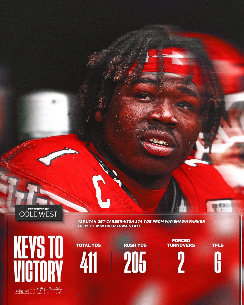 Utah_Football's tweet photo. .@WayshawnParker could not be 🛑

Here are the 𝐊𝐞𝐲𝐬 𝐭𝐨 𝐕𝐢𝐜𝐭𝐨𝐫𝐲‼️

#GoUtes | #RSNB https://t.co/WM8OzawtHh