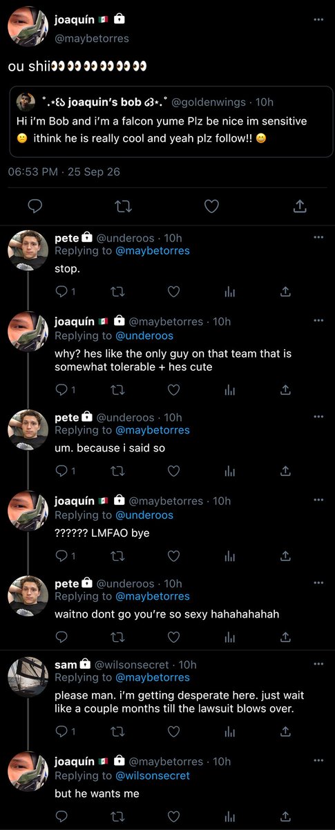 kittycatlix's tweet photo. seemingly normal yumetwt post then here comes peters jealous ass #bobquin + #spideywings #testingthewaters #nopeterbobyet #yet #gettingalittlepolyamorous https://t.co/RbOEfdq8sJ