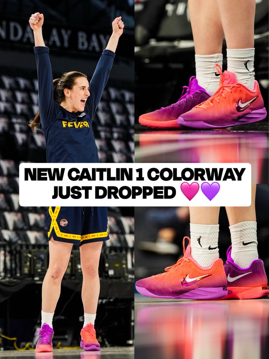 IndianaFever's tweet photo. the new Caitlin 1 Berry Fade colorway just in time for playoffs 🩷💜 https://t.co/ugCA6r6Pfs