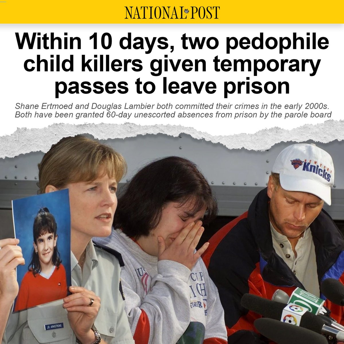 AaronGunn's tweet photo. Disgusting. Two child-murdering pedophiles released from prison in Victoria, B.C.

Putting even more of our children at risk, and causing further grief to the families of those who were taken from us far too soon.

At MINIMUM, monsters like this should stay behind bars for life. https://t.co/OU0cH0VjPU
