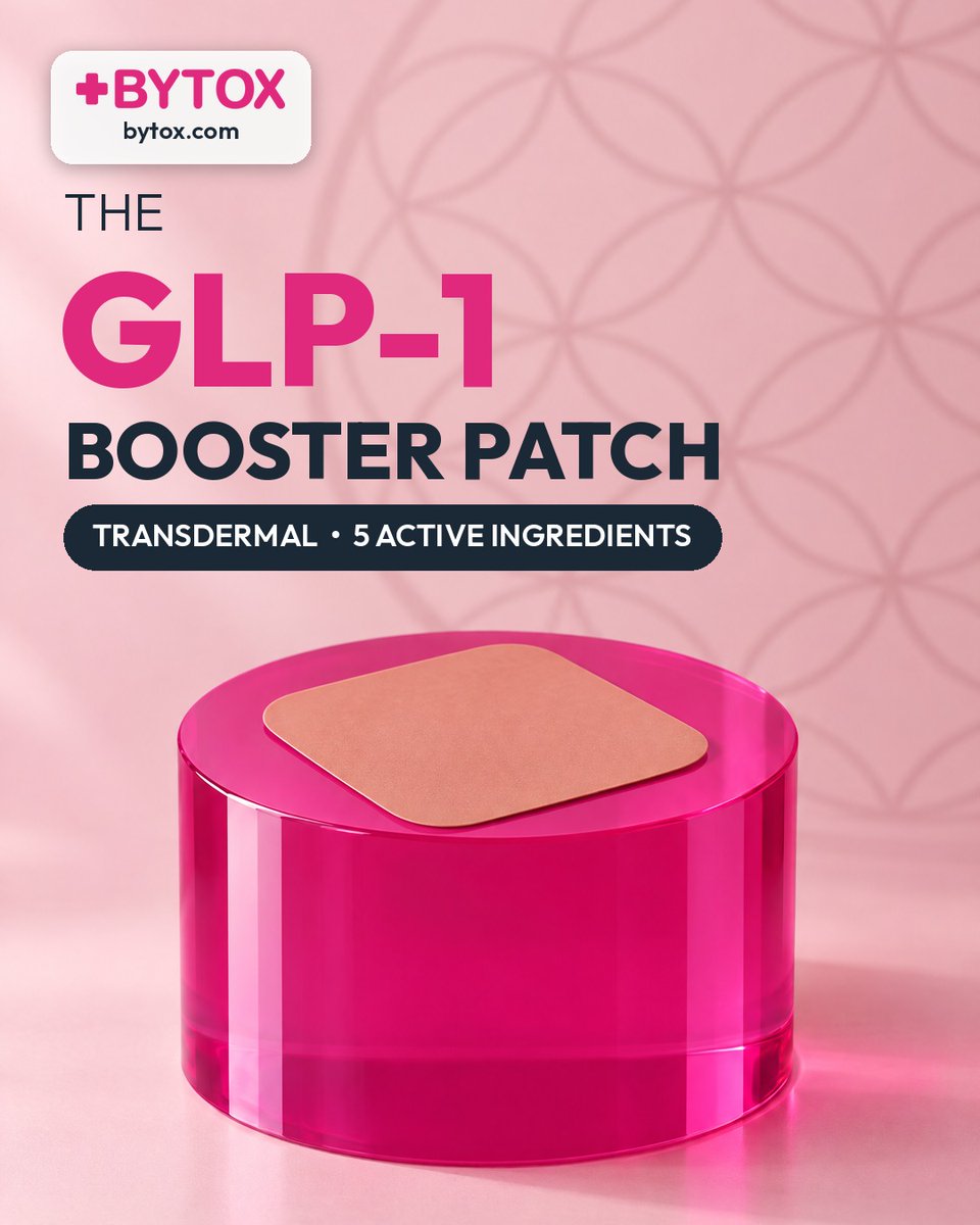 BytoxPatch's tweet photo. Meet the Bytox GLP-1 Booster Patch 💗 A transdermal patch with 5 active ingredients to support appetite & cravings. Peel, press for 5 seconds, go. No pills. Nothing to swallow. https://t.co/0tVRAuseVp #Bytox #GLP1 #TransdermalPatch https://t.co/GoszFLszSn