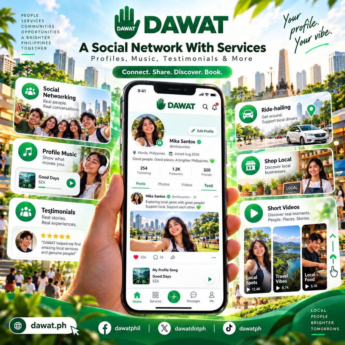 dawatdotph's tweet photo. Dawat is more than a social network.

Connect with real people, personalize your profile, add your music, share short videos, discover communities, read testimonials, shop local, find jobs, n book everyday services, all in one place.

Your community. Your everyday life. https://t.co/91xFrgclDL