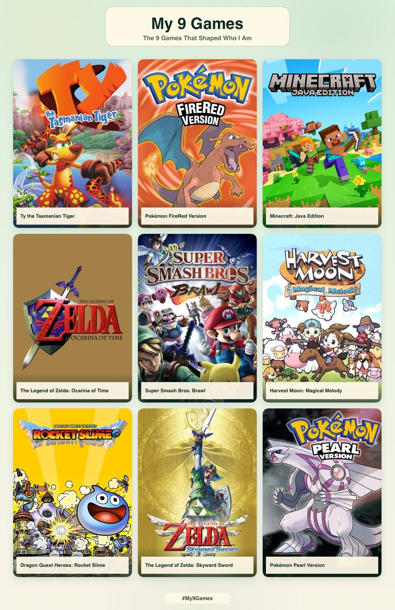 tsjessedean's tweet photo. Me and the 9 games that shaped me 👾 https://t.co/VutOrpJy3K