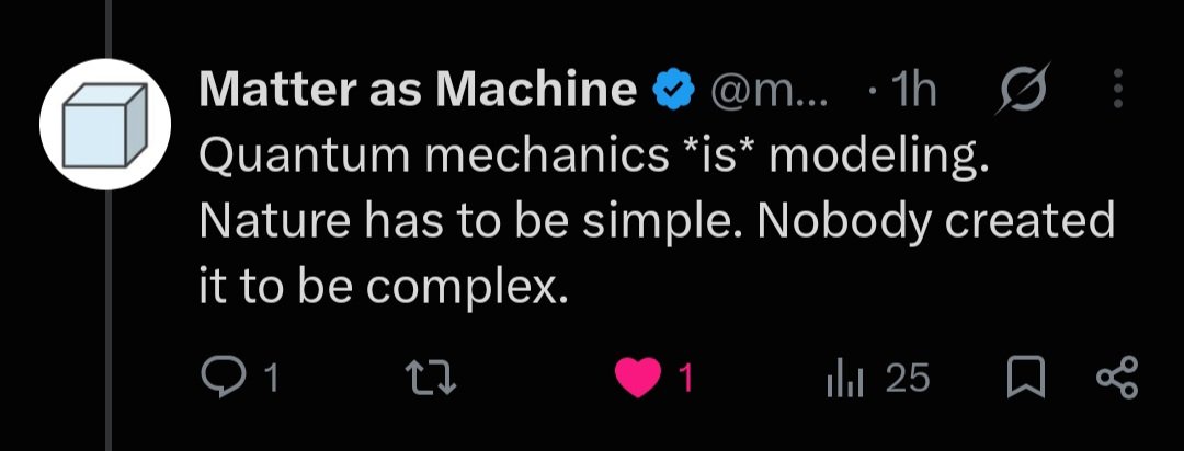notselfmodel's tweet photo. @matterasmachine @itchy_est @Michael_Druggan Because here you (unless I misread you) implied your model to be simpler than quantum mechanics and it isn't clear to me that it is, if you build it out enough to actually explain every effect (since you currently have only a partial solution) - did I misinterpret? https://t.co/4moUOowWKx