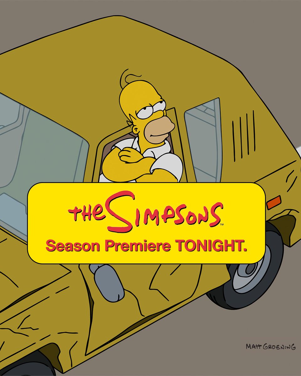 TheSimpsons's tweet photo. A world-famous author. One simple airport pickup. What could possibly go wrong? The season premiere is TONIGHT on FOX. 

Stream on Disney+ and Hulu. https://t.co/y1alYJnQL5